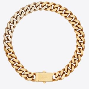 YSL Two-Tone Cuban Chain Link Necklace